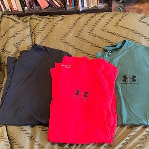 Under Armour Black, Red, and Green T-Shirts